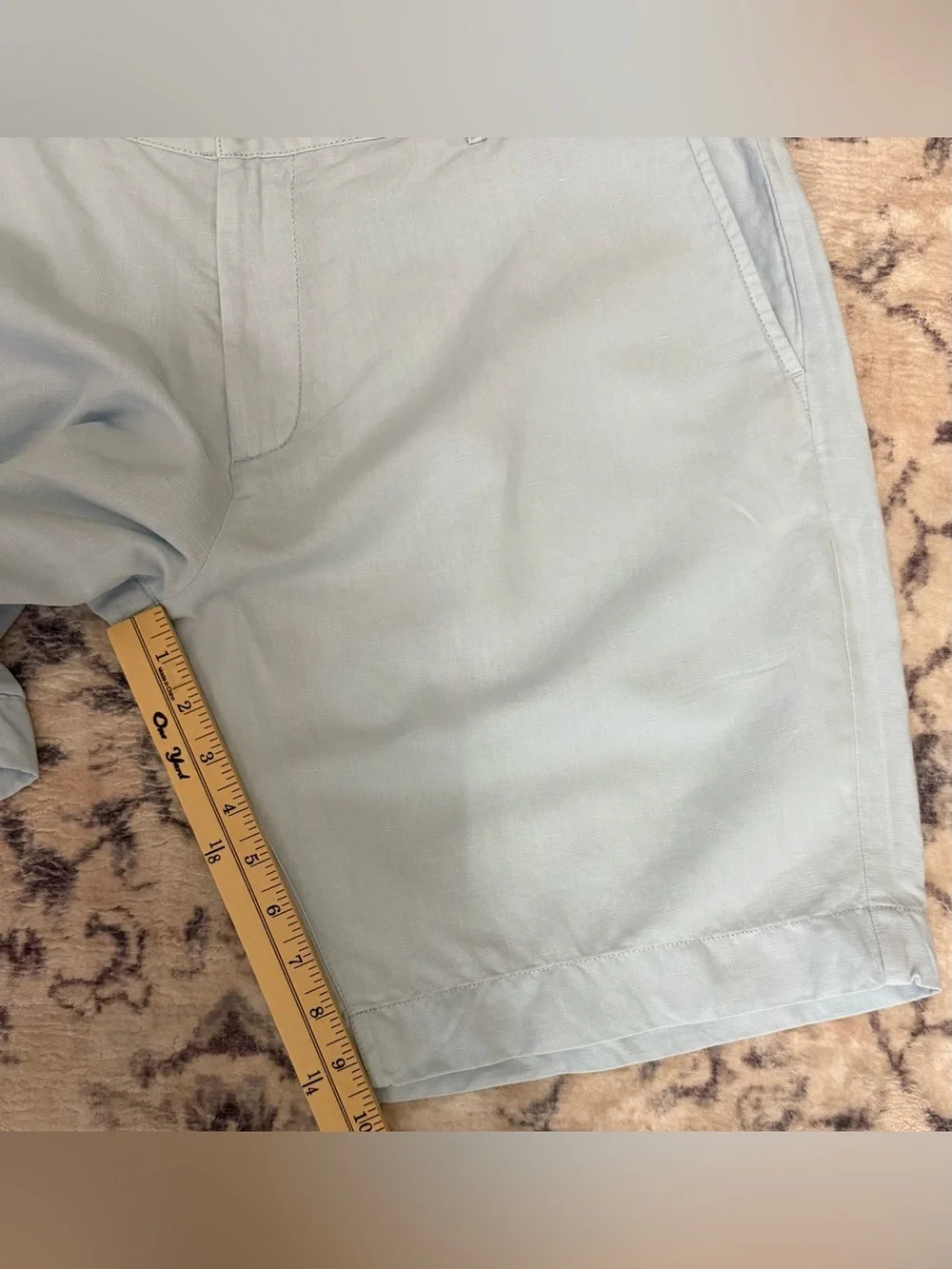 Faherty Malibu Linen & Cotton Chino Shorts  Light Blue Size 36